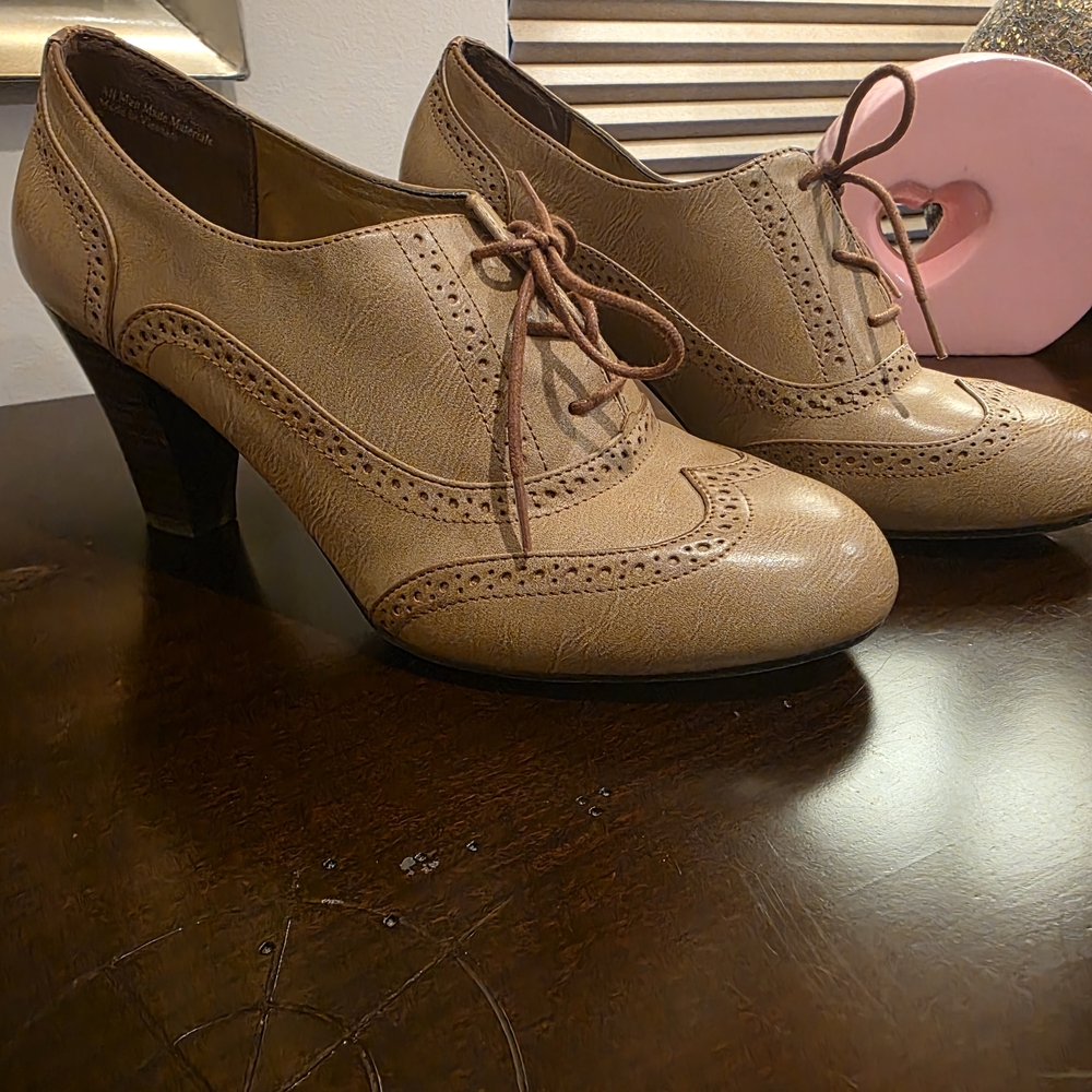 Kelly & Katie Tan Lace-Up Ankle Booties